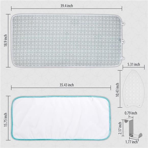Ironing Mat, Portable Ironing Pad 39.4 x 18.9 inch Table Top Iron Board 5 in 1 - Picture 2 of 7